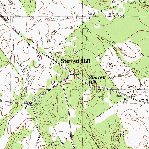 Topographic Map of Sterrett Hill, TX