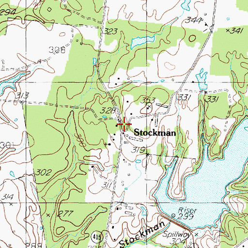 Topographic Map of Stockman, TX