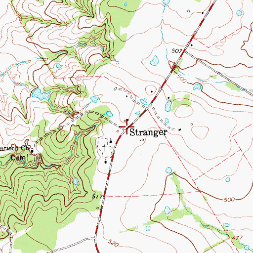 Topographic Map of Stranger, TX
