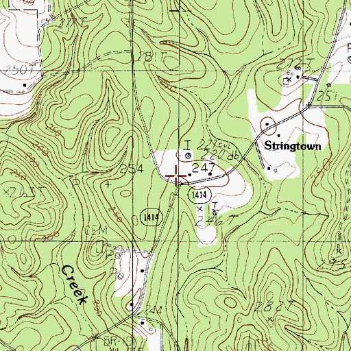 Topographic Map of Stringtown, TX