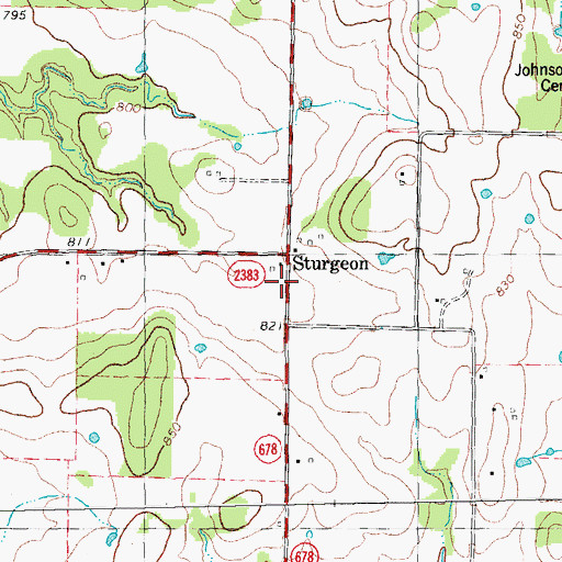 Topographic Map of Sturgeon, TX