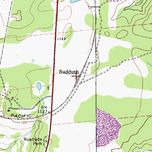 Topographic Map of Sudduth, TX