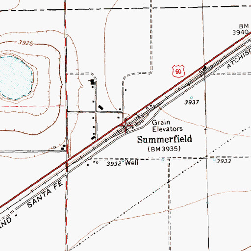 Topographic Map of Summerfield, TX