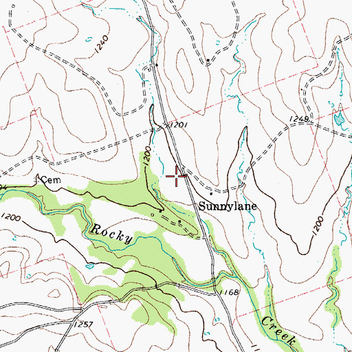 Topographic Map of Sunnylane, TX