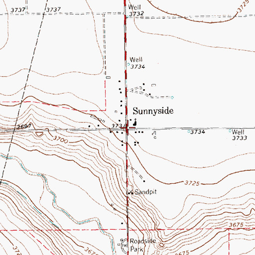 Topographic Map of Sunnyside, TX
