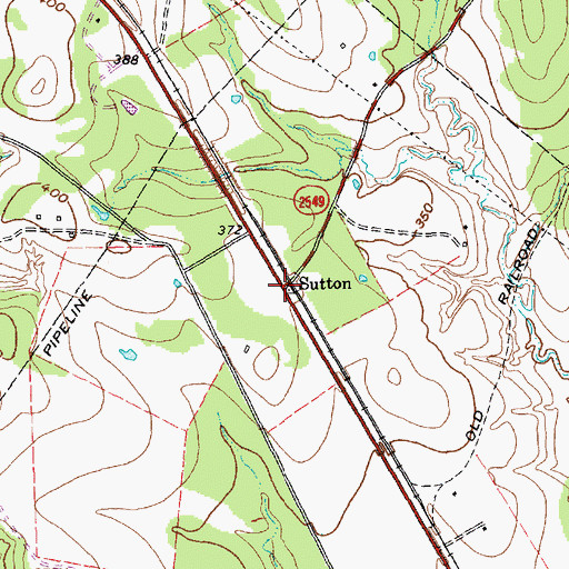 Topographic Map of Sutton, TX