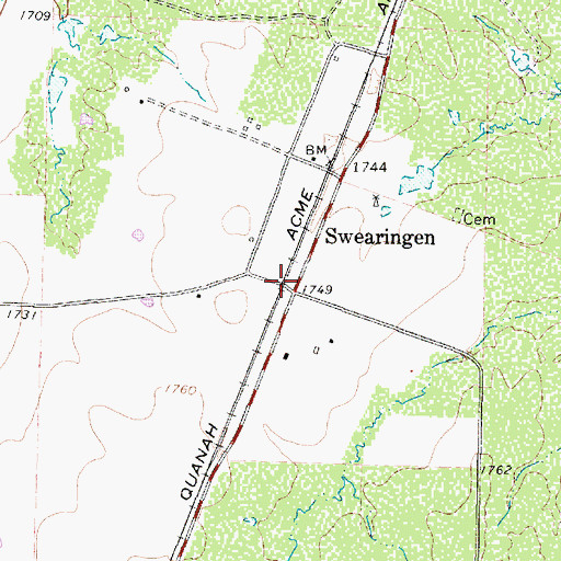 Topographic Map of Swearingen, TX