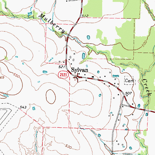 Topographic Map of Sylvan, TX