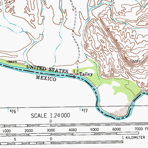 Topographic Map of Talley, TX