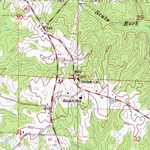 Topographic Map of Shiloh Cemetery, AL