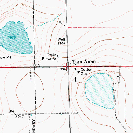 Topographic Map of Tam Anne, TX