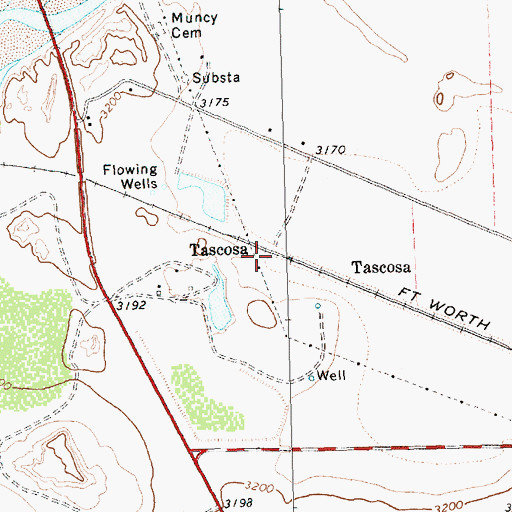 Topographic Map of Tascosa, TX