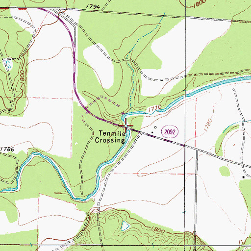 Topographic Map of Tenmile Crossing, TX
