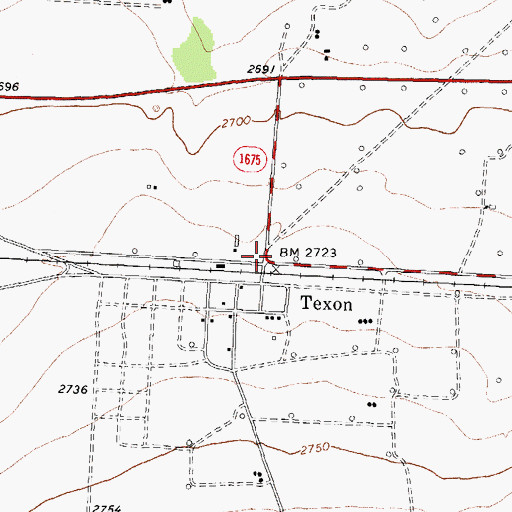 Topographic Map of Texon, TX