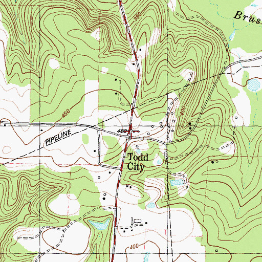 Topographic Map of Todd City, TX