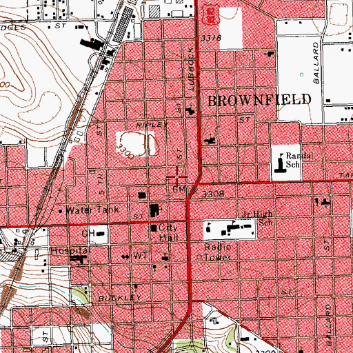 Topographic Map of Tokio, TX