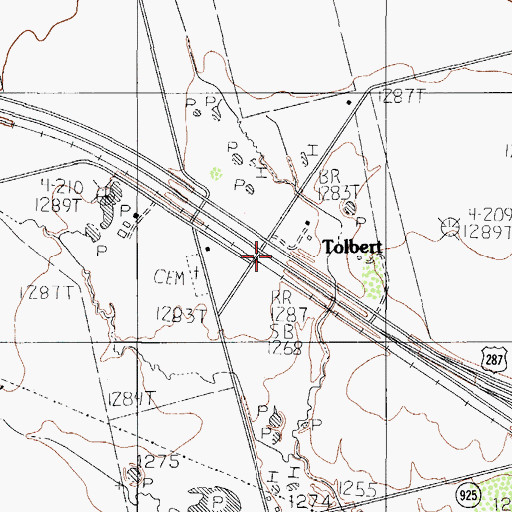 Topographic Map of Tolbert, TX