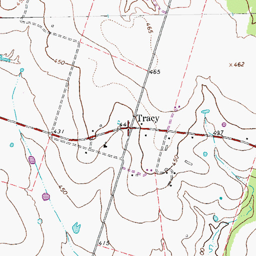 Topographic Map of Tracy, TX