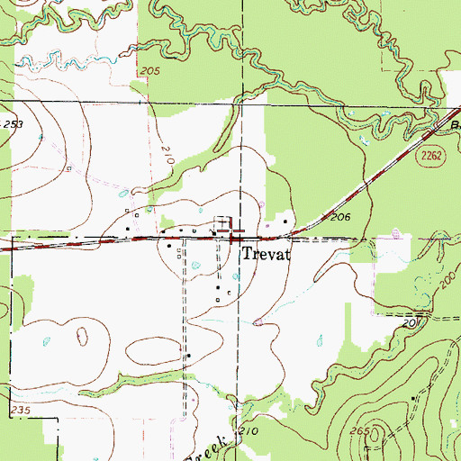 Topographic Map of Trevat, TX
