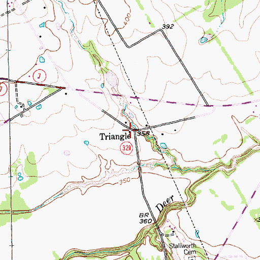 Topographic Map of Triangle, TX