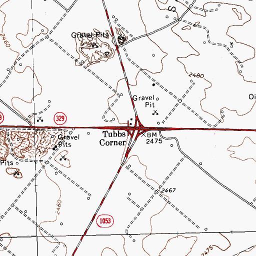 Topographic Map of Tubbs Corner, TX