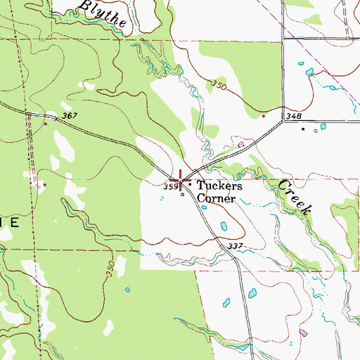 Topographic Map of Tuckers Corner, TX