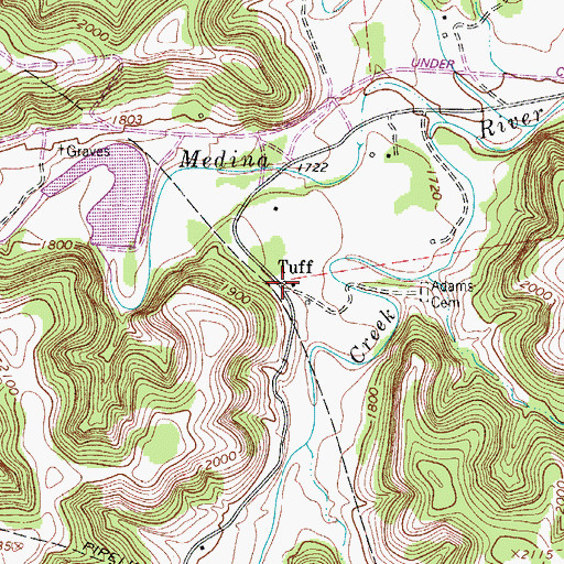Topographic Map of Tuff, TX