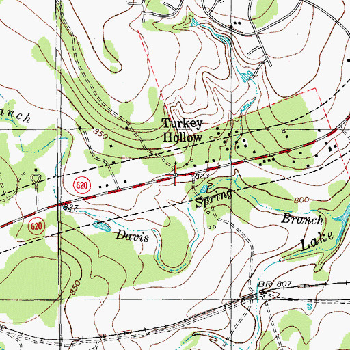 Topographic Map of Turkey Hollow, TX