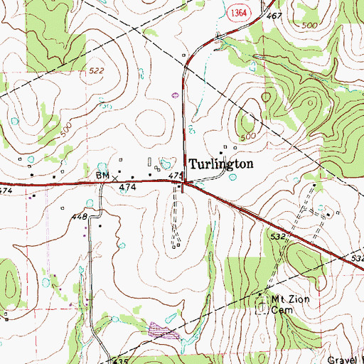 Topographic Map of Turlington, TX