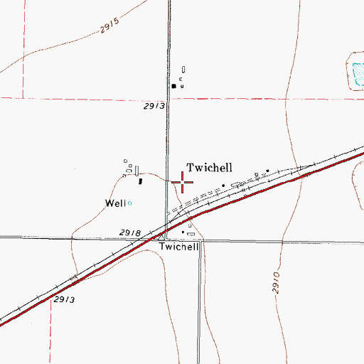 Topographic Map of Twichell, TX