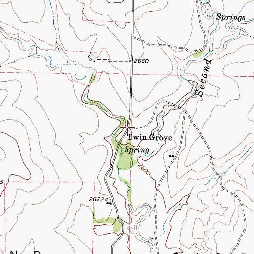 Topographic Map of Twin Grove, TX