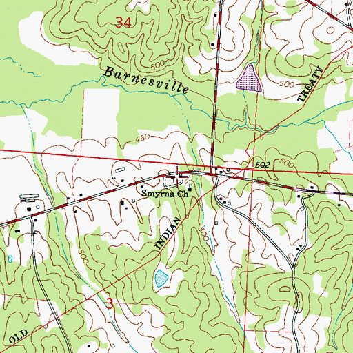 Topographic Map of Smyrna Cemetery, AL