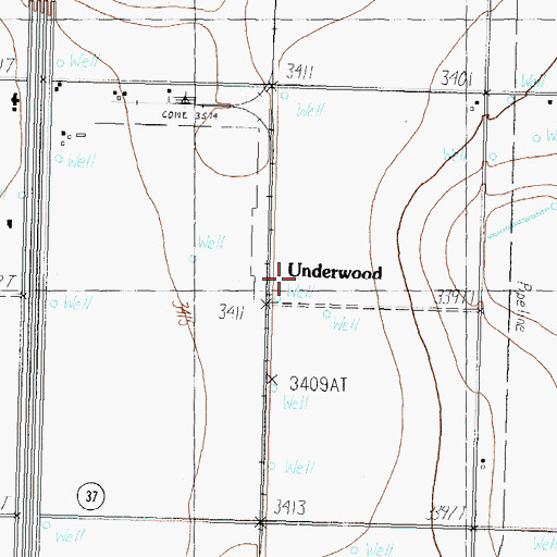 Topographic Map of Underwood, TX