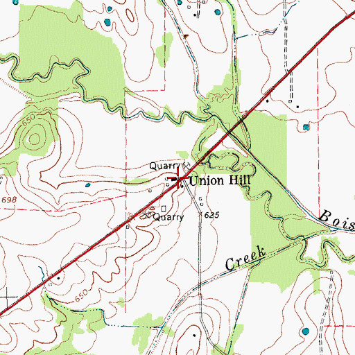 Topographic Map of Union Hill, TX