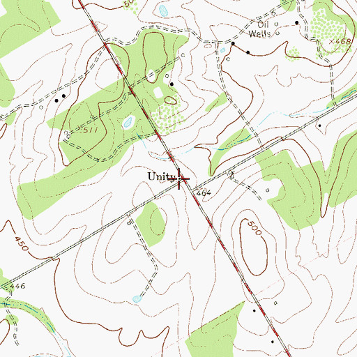 Topographic Map of Unity, TX