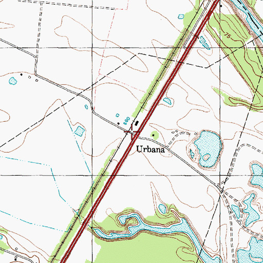 Topographic Map of Urbana, TX