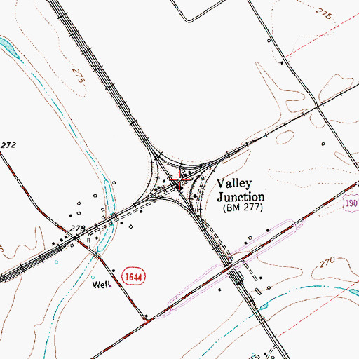 Topographic Map of Valley Junction, TX