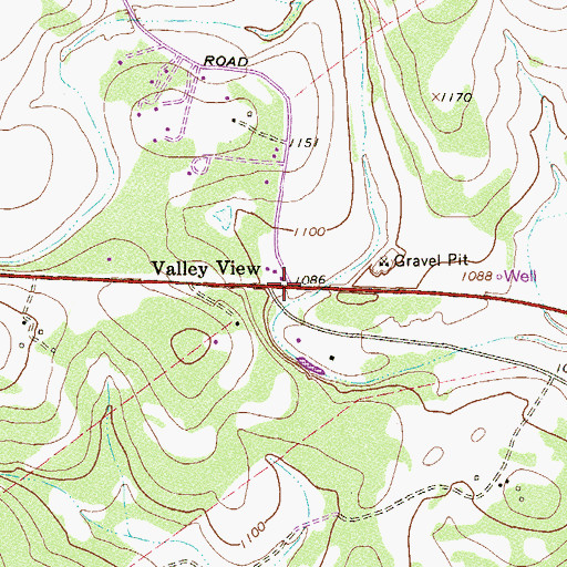 Topographic Map of Valley View, TX