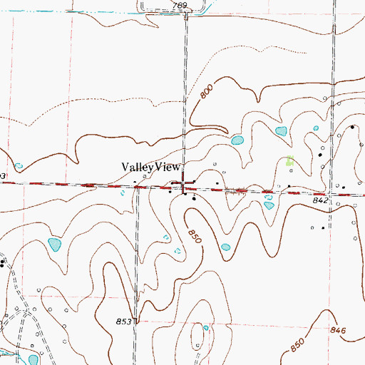 Topographic Map of Valley View, TX