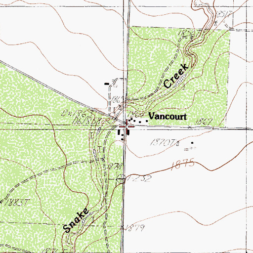 Topographic Map of Vancourt, TX