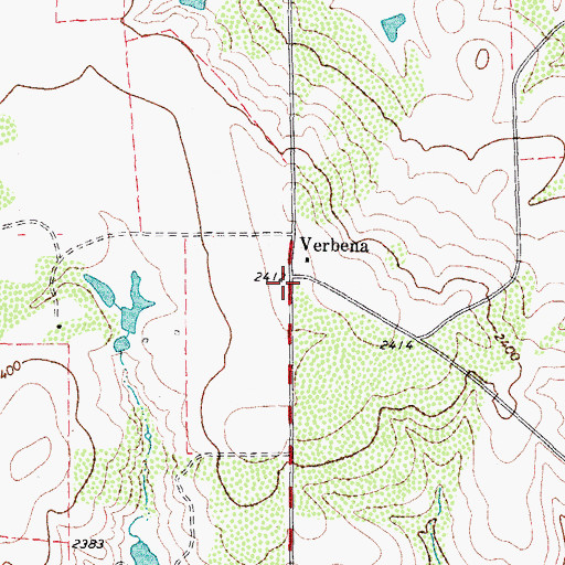 Topographic Map of Verbena, TX