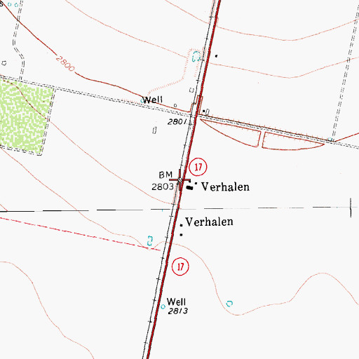 Topographic Map of Verhalen, TX