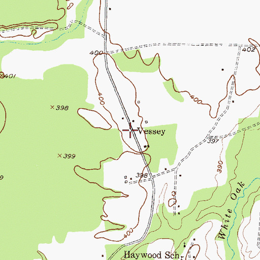 Topographic Map of Vessey, TX