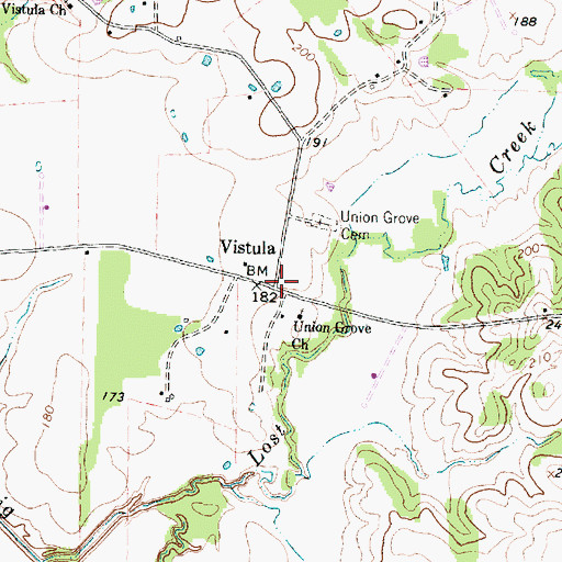 Topographic Map of Vistula, TX