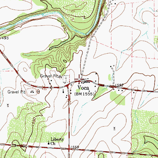 Topographic Map of Voca, TX