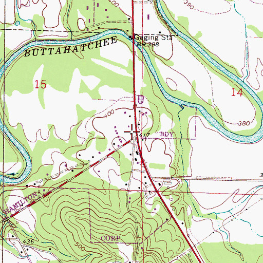 Topographic Map of Terrell Cemetery, AL