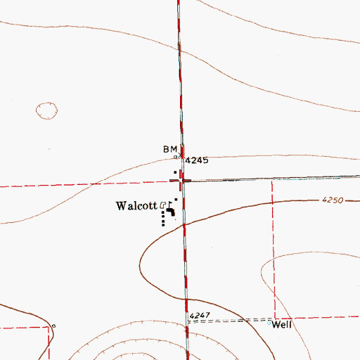 Topographic Map of Walcott, TX