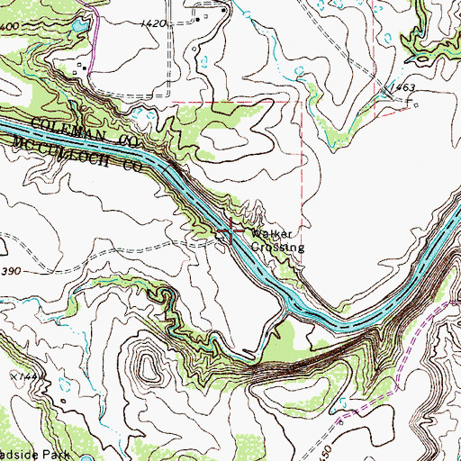 Topographic Map of Walker Crossing, TX