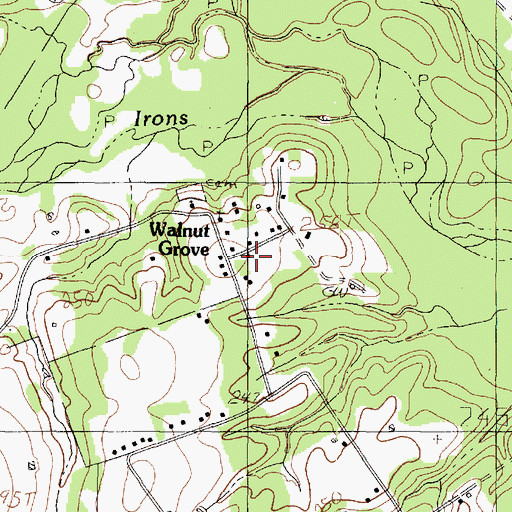 Topographic Map of Walnut Grove, TX