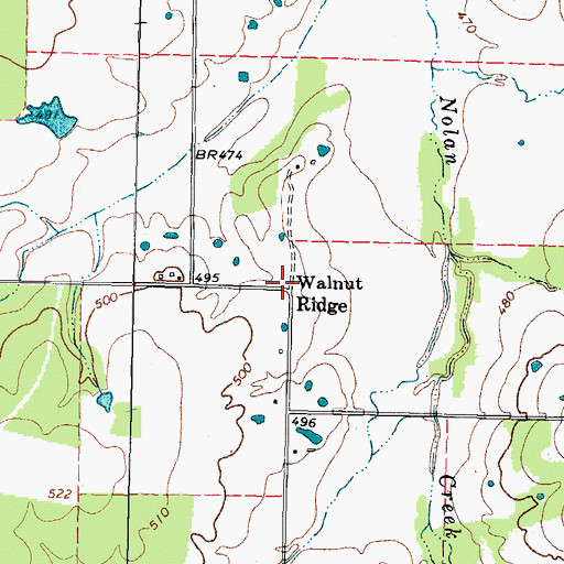Topographic Map of Walnut Ridge, TX